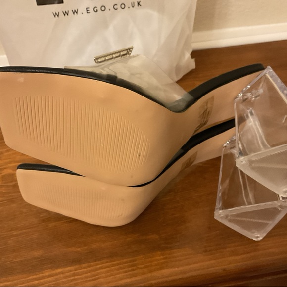 EGO Womens Clear Open Toe Slip-On Butterfly Block Heel Pump Heels Size 9 - Picture 7 of 11